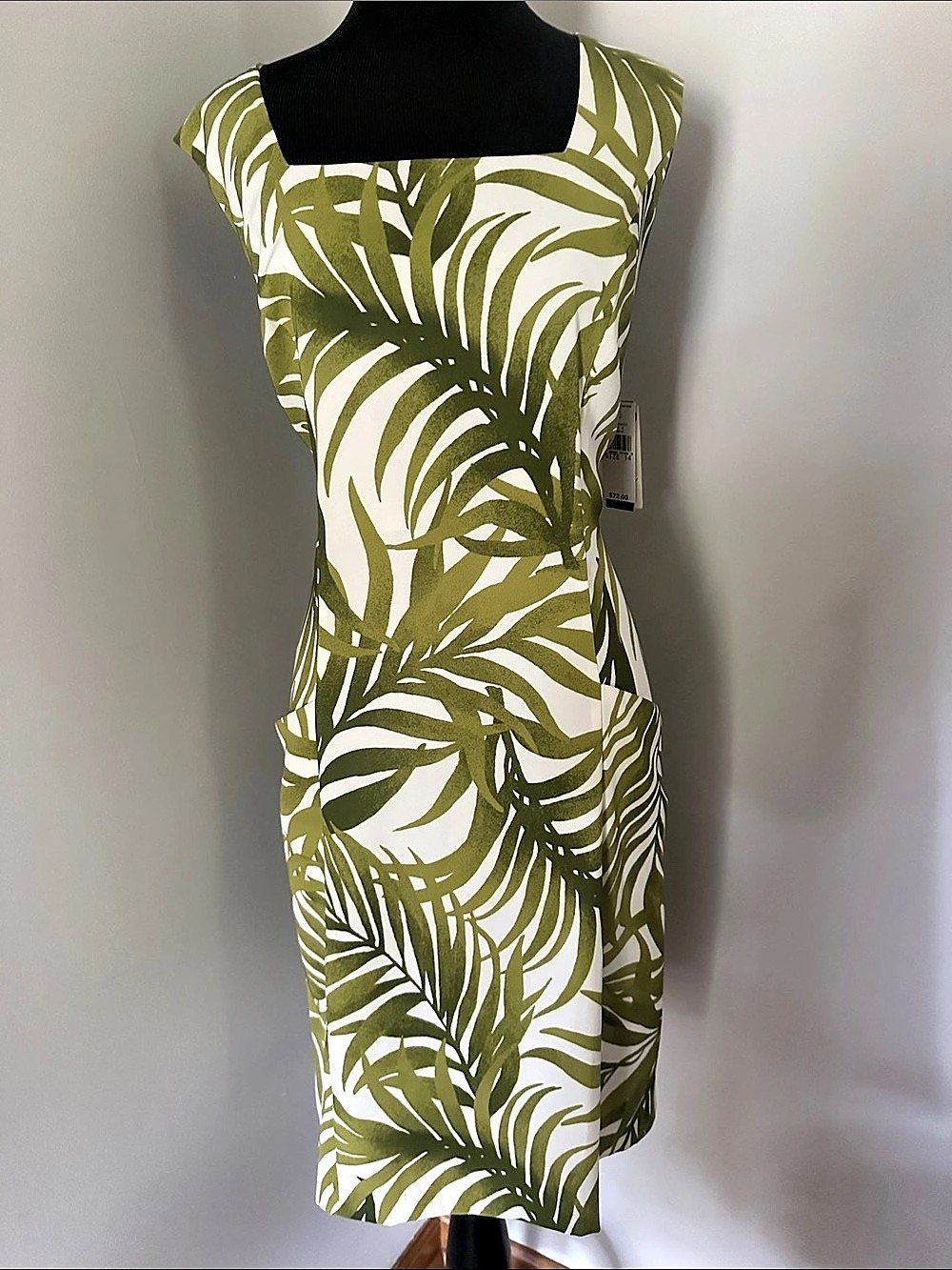 Kim Rogers Women's Floral Midi Dress in Green & White Size 14 NWT